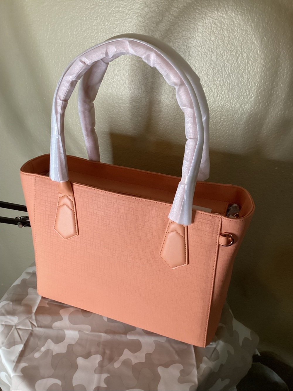 Dagne Dover Peach Structured Tote Laptop Bag